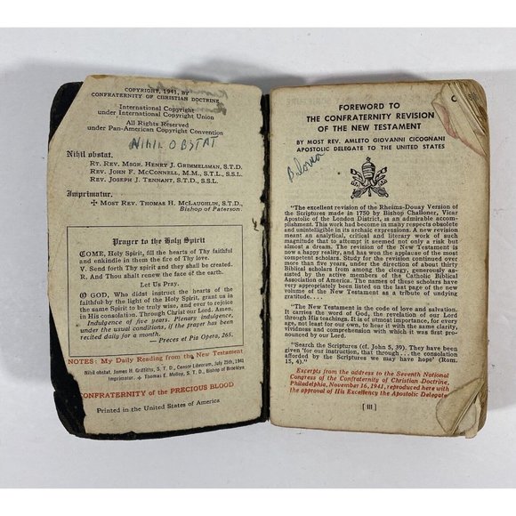 New Testament Of Our Lord And Savior Prayer Book Vintage 1948 Religious Catholic - Picture 5 of 12